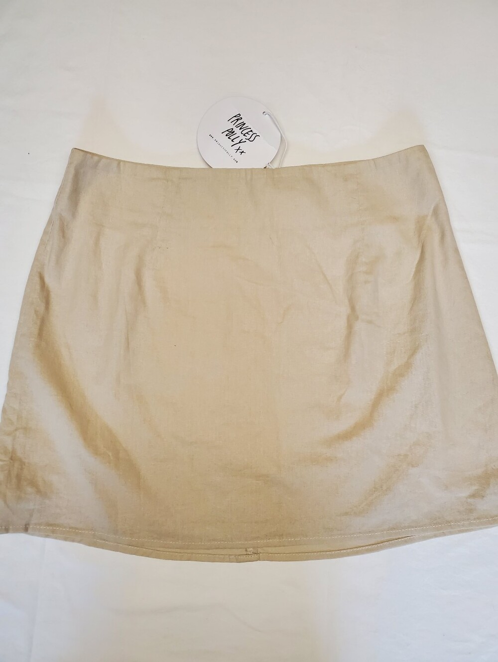 Princess Polly Kariss Mini Skirt Beige NWT Size US 8 AU 12 Back Zip